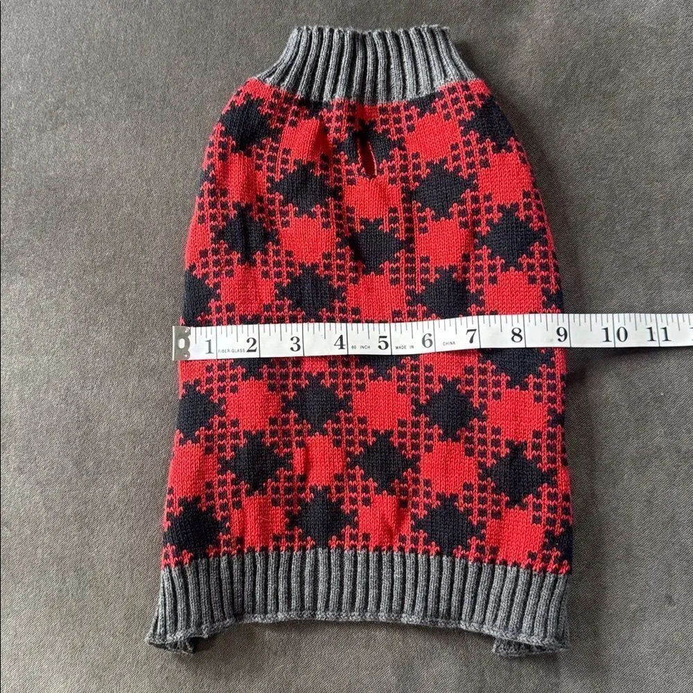 Pet Dog Cat Sweater Buffalo Plaid Red and Black Size S NEW